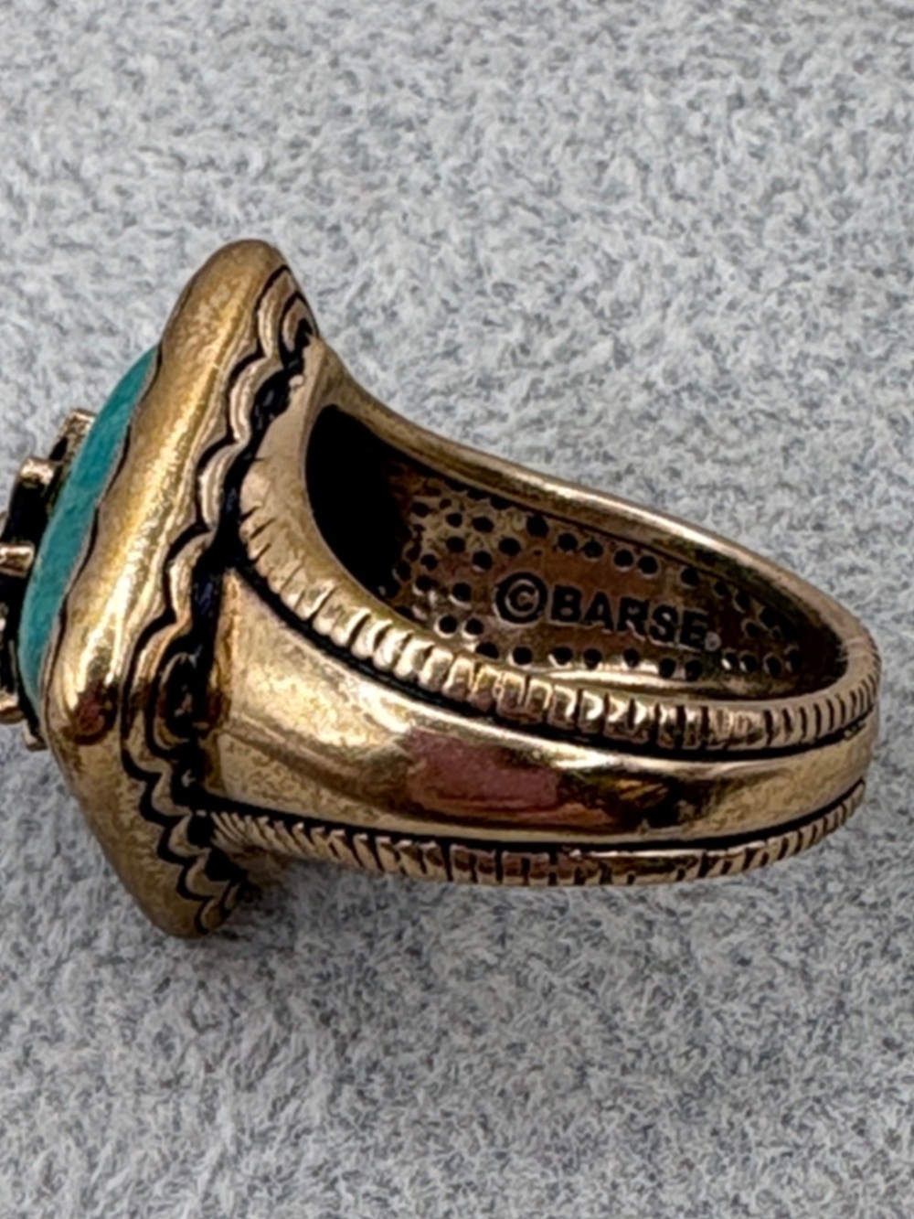 Studio Barse Turquoise and Golden Bronze Sunburst Square Ring 6.75 - Picture 5 of 8